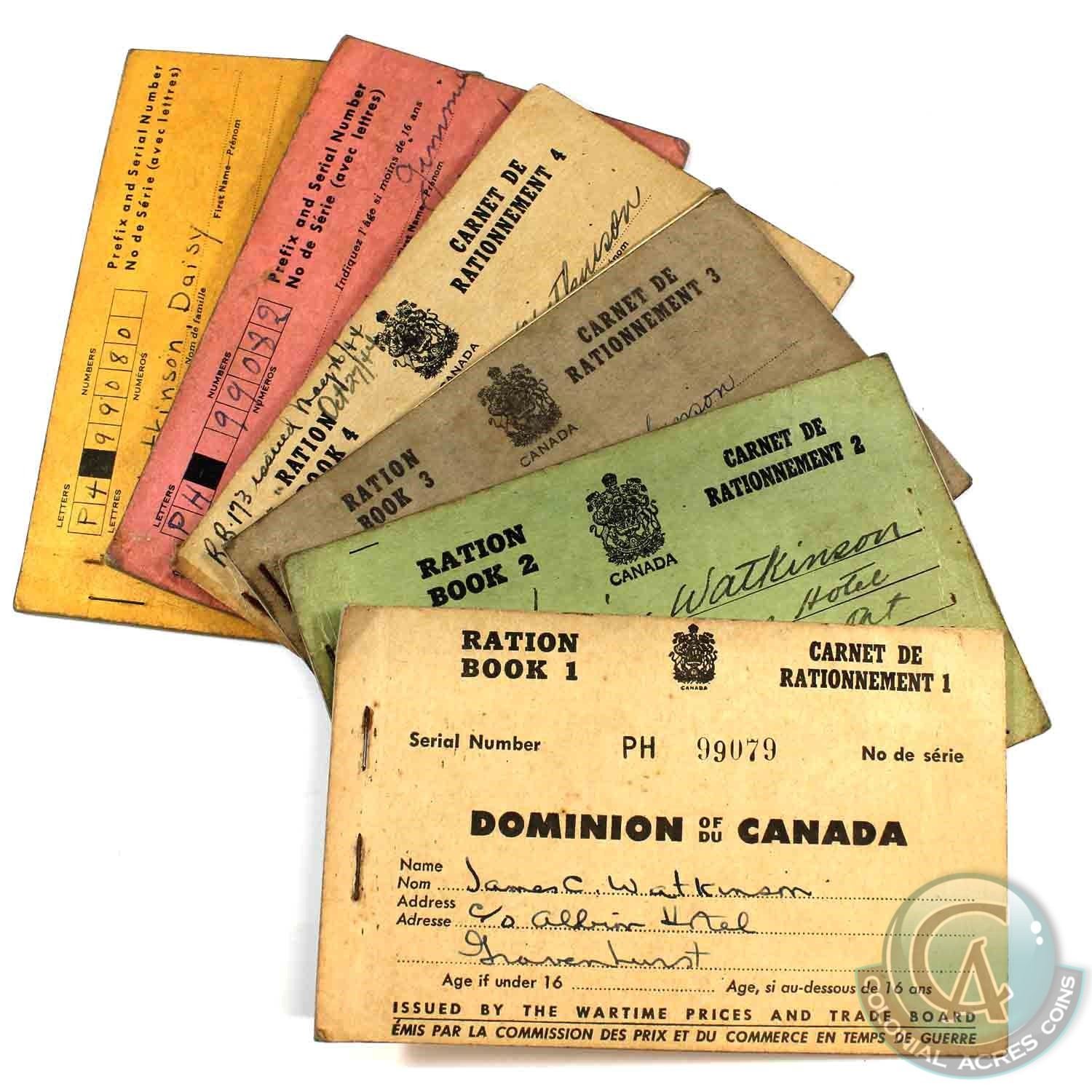 Estate Lot of Canadian Partly Used Ration Books. You will receive ...