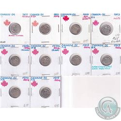 Estate Lot 1871-1919 Canada Silver 5-cent Collection.  You will receive the following dates, 1871, 1