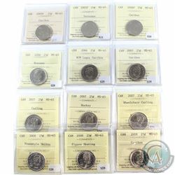 25-cent 2005P, 2005P Veteran, 2006 Bravery, 2006P, 2006 RCM Logo, 2007 Curling, 2007 Hockey, 2007 Wh