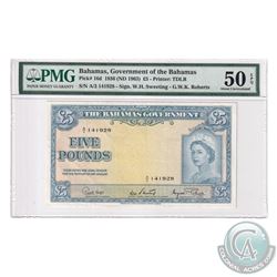 Bahamas 1963 The Bahama's Government Five Pound, Pick# 16d, Sweeting-Roberts, S/N: A/2141928. PMG Ce