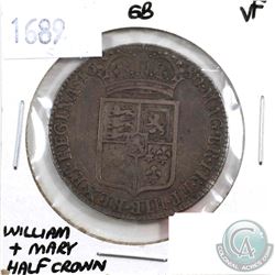 Great Britain 1689 William & Mary Half Crown VF+.