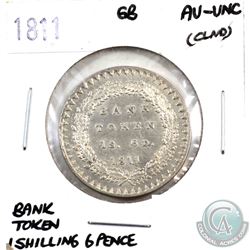 Great Britain 1811 Bank Token One Shilling 6 Pence AU-UNC (lightly cleaned). Beautiful colouring and