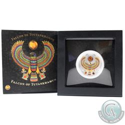 Poland Mint Issue: 2017 Niue $2 Falcon of Tutankhamun 2oz Fine Silver Proof Coin Featuring 3 Natural