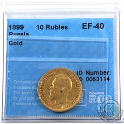 Russia 1899 10 Roubles Gold CCCS EF-40.