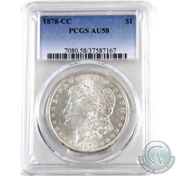 USA 1878CC Silver $1 PCGS Certified AU-58