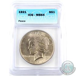 USA 1921 Silver $1 ICG Certified MS-64