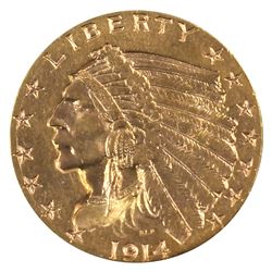 USA 1914 $2.50 Gold CCCS Certified EF-45