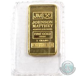 Johnson Matthey 5 GRAM Fine Gold Bar 'Sealed' (TAX Exempt). Serial # 043238