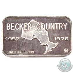 Ultra Scarce! 1957-1976 Johnson Matthey & Mallory 'Becker Milk co' 1oz Fine Silver Bar (TAX Exempt).