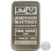 Image 1 : Scarce Johnson Matthey 2oz Fine Silver Bar with JM Logo Reverse (Tax Exempt). Serial #015323