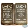 Image 1 : Consecutive Johnson Matthey 5oz Fine Silver Bar with Blank Reverse (TAX Exempt). Serial # 007688 & #