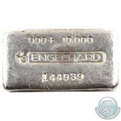 Scarce Engelhard 10oz Fine Silver '3rd Series' Bar (TAX Exempt). Serial # 144939.