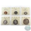 Image 1 : 1937 Canada 6-coin Matte Specimen Set ICCS Certified SP-65 & SP-66. 1-cent SP-65 RED (a full red wit