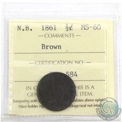 New Brunswick 1/2-cent 1861 ICCS Certified MS-60 Brown