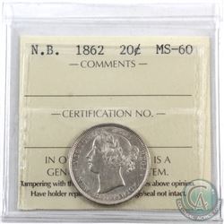 New Brunswick 20-cent 1862 ICCS Certified MS-60.