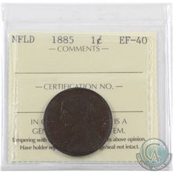 Newfoundland 1-cent 1885 ICCS Certified EF-40