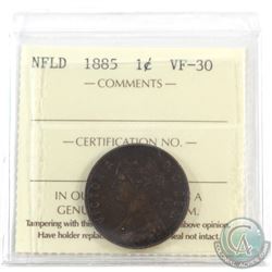 Newfoundland 1-cent 1885 ICCS Certified VF-30. Key date!