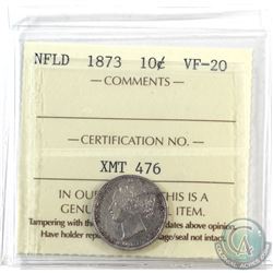 Newfoundland 10-cent 1873 ICCS Certified VF-20 *Key Date*