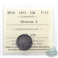 Newfoundland 10-cent 1873 Obverse 2 ICCS Certified F-12