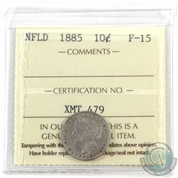 Newfoundland 10-cent 1885 ICCS Certified F-15 *Key Date*