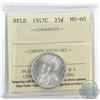 Image 1 : Newfoundland 25-cent 1917C ICCS Certified MS-60. Frosty white coin.