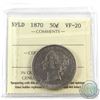 Image 1 : Newfoundland 50-cent 1870 ICCS Certified VF-20.