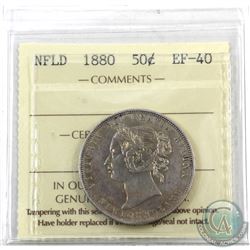 Newfoundland 50-cent 1880 ICCS Certified EF-40! Scarce in this grade!