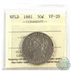 Image 1 : Newfoundland 50-cent 1881 ICCS Certified VF-20.