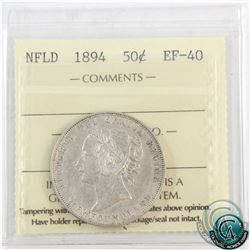 Newfoundland 50-cent 1894 ICCS Certified EF-40.