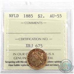 Newfoundland $2 1885 Gold ICCS Certified AU-55