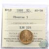 Image 1 : Newfoundland $2 1888 Gold Obverse 3 ICCS Certified AU-58