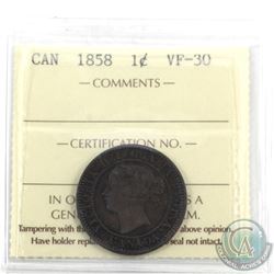 1-cent 1858 ICCS Certified VF-30