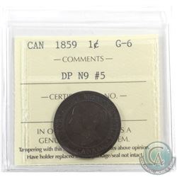 1-cent 1859 DP N9#5 ICCS Certified G-6