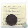 Image 1 : 1-cent 1891 LL SD ICCS Certified VF-30 Obverse 3