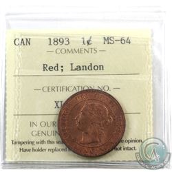 1-cent 1893 ICCS Certified MS-64 Red; Landon