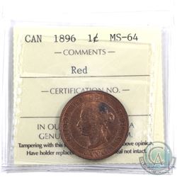 1-cent 1896 ICCS Certified MS-64 Red