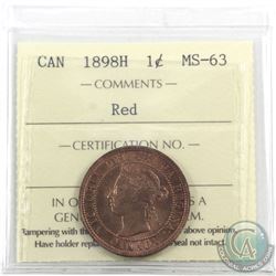 1-cent 1898H ICCS Certified MS-63 Red. Nice original full lustre, looks better than grade.