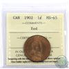 Image 1 : 1-cent 1902 ICCS Certified MS-65 Red