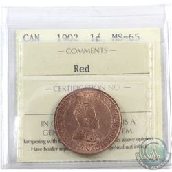 1-cent 1902 ICCS Certified MS-65 Red