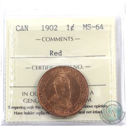 1-cent 1902 ICCS Certified MS-64 Red