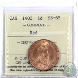 1-cent 1903 ICCS Certified MS-65 Red