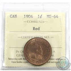 1-cent 1904 ICCS Certified MS-64 Red