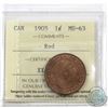 Image 1 : 1-cent 1905 ICCS Certified MS-63 Red
