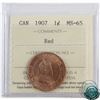 Image 1 : 1-cent 1907 ICCS Certified MS-65 Red. Full red coin with exceptional eye appeal.