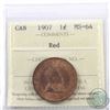 Image 1 : 1-cent 1907 ICCS Certified MS-64 Red. A near full red coin with lustrous fields.