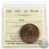 Image 1 : 1-cent 1907 ICCS Certified MS-64 Red. A nice original coin with consistant burnt orange finish.