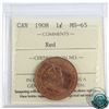 Image 1 : 1-cent 1908 ICCS Certified MS-65 Red. A nice first Canadian mint issue coin, with full strike detail