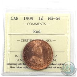 1-cent 1909 ICCS Certified MS-64 Red.