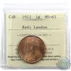 Image 1 : 1-cent 1912 ICCS Certified MS-65 Red; Landon. An attractive original coin with soft satin fields and