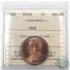 Image 1 : 1-cent 1914 ICCS Certified MS-65 RED! Old embossed 2 letter holder!